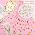 Wurosi 443 Pcs Gold Charm Bracelet Necklace Making Kit for Women, Including 8 Paperclip Chain Bracelets, 4 Paper Clip Chain Necklaces, Accessories for Jewelry Making, Crafts Beginner Supplies Gift - color: 443 Pcs Gold Bracelet Necklace
