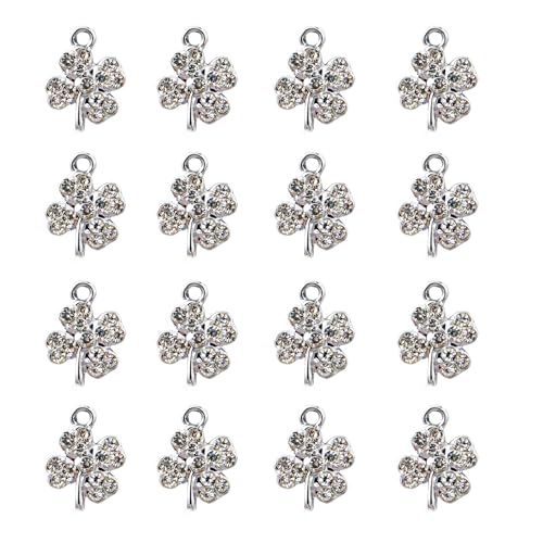 16-Pcs Crystal Jewelry Making Charms Silver Pendant Charm For Women Making Jewelry Crafts Rhinestone Charms - color: Grass