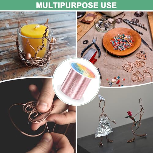 M METERXITY 0.2mm Jewelry Wire, 32 Gauge 328FT Craft Wire Copper Beading Wire for Jewelry Making/Planting/Weaving/DIY Crafting, Soft Metal Wires [100M, Rose Golden] - color: Rose Golden, size: 0.2mm 32 Gauge