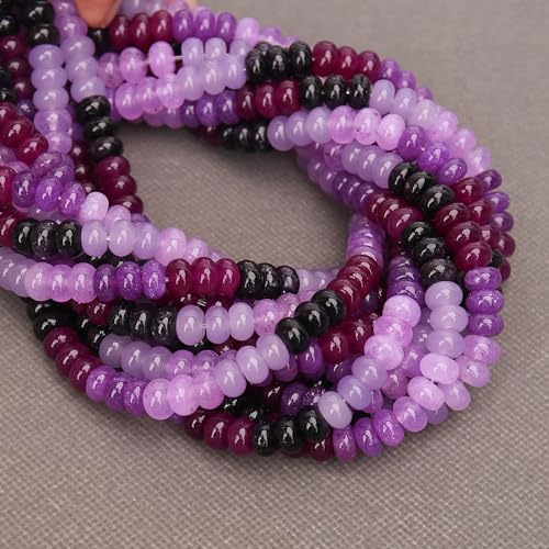 BONNY BOXX 1 Strand Natural 5 * 8mm Purple Shade Rondelle Beads, Natural Abacus Disk Stone Beads Loose Spacer Gemstone for DIY Bracelet Necklace Jewelry Making - color: Purple Shade, size: 5*8MM