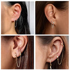 4Pcs Gold Earrings Connector Chains Set for Women, Convertible Dangle Chain for Double Piercings 50mm - color: silver