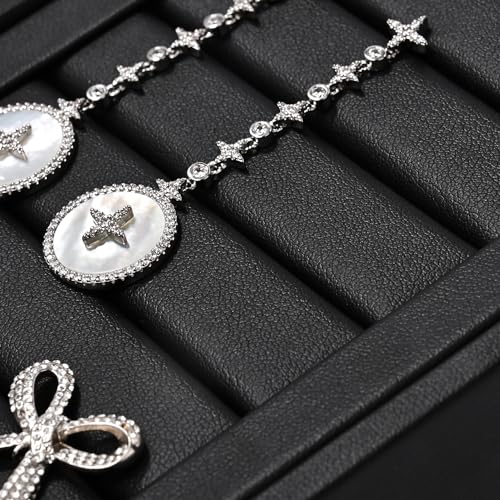 Oirlv Premium PU Leather Ring Tray Display Stand Slotted Ring Showcase Display Jewelry Organizer Jewelry Holder for Trade Show(Black) - color: Leather black