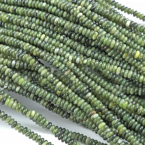150PCS 2x4mm Natural Chinese Green Jade Rondelle Beads Abacus Disk Stone Beads Round Loose Spacer Gemstone Beads for DIY Bracelet Necklace Jewelry Making - color: Chinese Green Jade, size: 2x4mm Abacus Disk