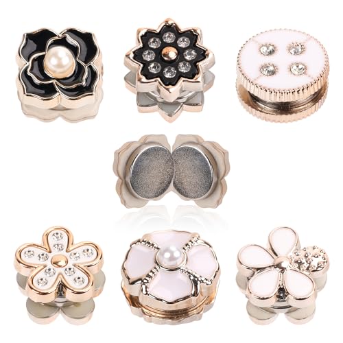 12pcs Magnetic Hijab Pins, Black and White No Snag Hijab Magnets Multipurpose Strong Magnetic Scarf Clip Clasp Buttons Pinless Brooch for Scarves Hats Shirt Collars Shawls Clothing (Style1) - style: Style1