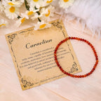 BONNY BOXX Natural Genuine Gemstone Faceted Round Beads Bracelets, 3mm Adjustable Stretchy Tiny Faceted Black Tourmaline Bracelet, Healing Crystal Reiki Chakra Dainty Jewelry Fashion Gifts - color: Carnelian