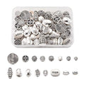 Craftdady 80Pcs Antique Silver Flat Round Oval Spacer Beads Tibetan Metal Barrel Drop Rondelle Loose Beads for Jewelry Crafts Making - color: Antique Silver, Flat Round+Oval,80pcs