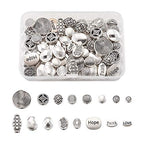 Craftdady 80Pcs Antique Silver Flat Round Oval Spacer Beads Tibetan Metal Barrel Drop Rondelle Loose Beads for Jewelry Crafts Making - color: Antique Silver, Flat Round+Oval,80pcs