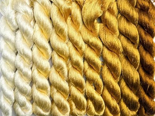 100% Nature Mulberry Handmade Embroidery Silk Thread Woven Jewelry Accessory Artificial Flowers Cross Stitch Floss DIY Sewing Kits 9 Gradient Colors 22m Each (36) - color: 36