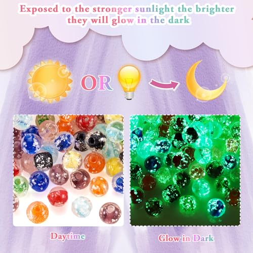 Elecrelive 100Pcs Round Glow in The Dark Glass Beads 8mm Luminous Round Lampwork Beads for DIY Bracelet Necklace Earring Jewelry Making - color: Mix Colors