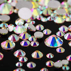 AD Beads 1440 Pieces Mixed Size No Hotfix Glue on Quality Glass Flatback Rhinestones Round Crystal Gems (02 Crystal AB) - color: Crystal AB 02
