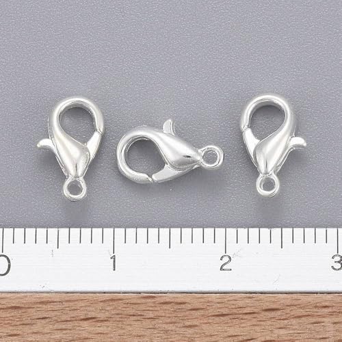 HDSupplies 100 Pieces - Lobster Clasps - Bright Silver Tone - 10x6mm w/ 1mm Hole - color: Bright Silver Tone, size: 10x6mm