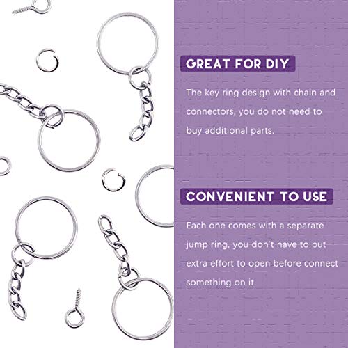 Swpeet 450Pcs 4/5" 20mm Sliver Key Chain Rings Kit, Including 150Pcs Keychain Rings with Chain and 150Pcs Jump Ring with 150Pcs Screw Eye Pins Bulk for Jewelry Findings Making (20mm, Sliver) - color: Sliver, size: 20mm