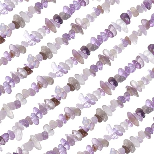 MECCANIXITY 310 Pcs Natural Drilled Gemstone Chips Bulk 3mm to 5mm Dia. Irregular Tumbled Crystal Chip Beads for Jewelry Making Craft Supplies (Purple) - color: Purple, size: 3-5mm