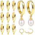 stino 16Pcs Huggie Earring Hooks for Jewelry Making, Brass Hoops Earring Clasps, Findings & Supplies (14K Gold Plated) - color: 14K Gold Plated
