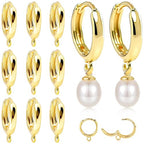 stino 16Pcs Huggie Earring Hooks for Jewelry Making, Brass Hoops Earring Clasps, Findings & Supplies (14K Gold Plated) - color: 14K Gold Plated