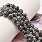 NCB 100pcs Original Natural Stone Beads Gemstone Round Loose Beads 6mm 8mm 10mm (Black Larvikite, 6mm 100Beads) - color: Black Larvikite, size: 6mm 100beads