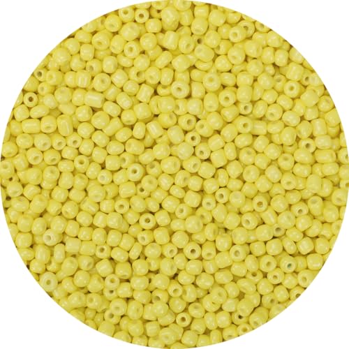 2000pcs Pastel Yellow Glass Seed Beads, Colorful Tiny 4mm Beads for Jewelry Making, Beading Supplies. - color: Pastel Yellow