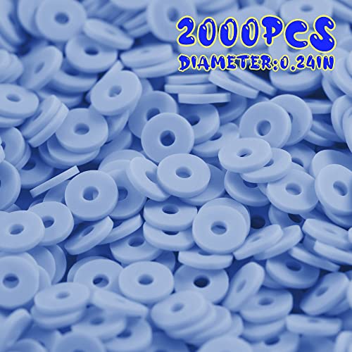 2000pcs Blue Clay Beads for Bracelets Making, Flat Round Polymer Clay Beads 6mm Spacer Heishi Beads for Jewelry Making Earring Bracelets Necklace - color: Blue 13