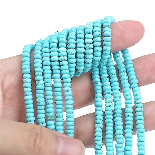 BEADIA Natural Blue Turquoise Spacer Beads Caps Rondelle Disk Loose Beads for Beading Jewelry Making 4mmx2mm 38cm - color: Blue Turquoise, size: Rondelle Disk 4mm x 2mm