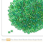 uxcell 2000 Pcs Glass Seed Beads Bulk, 4mm Mini Loose Glass Bugle Beads for DIY Earrings, Necklaces, Bracelets, Jewelry Making, Dark Green - color: Dark Green, size: 4mm