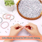 Letter Beads, DECYOOL 1900Pcs 4×7mm Wihte Black Acrylic Alphabet Beads with 1 Roll Elastic String for Bracelet Necklace - color: White&Heart