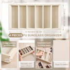 Juexica 4 Pcs Velvet Sunglasses Organizer Tray 6 Grid Sunglass Organizer Velvet Tray Stackable Glasses Display Case for Women Glasses Jewelry Display Watch (Beige PU) - color: Beige Pu