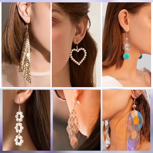 TOAOB 300pcs Earring Hooks Kits K Gold French Ear Wires with Ball and Coil 18mm Fish Hook Earring Making Supplies with Jump Rings and Clear Silicone Ear Backs for DIY Jewelry Findings - color: K gold