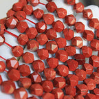 MJDCB Best Sellers Natural Stone Beads Faceted Polygon Red Stone Crystal Energy Stone Healing Power for Jewelry Making(8mm) - color: Red Stone