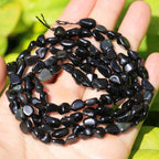 Natural Stone Beads 6-8mm Obsidian Oval Irregular Freeform Tumbled Loose Gemstone Beads for Jewelry Making 15 Inch Strand 50-55 Pcs - color: Obsidian-1 strand15”-approx. 55 beads