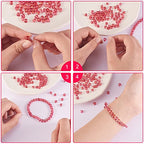 UR URLIFEHALL 100 Pcs Transparent Spray Painted Glass Beads with Glitter Powder Heart Spacer Cerise Beads for Jewelry Making DIY - color: 100pcs-6x6x4mm-cerise glitter heart glass beads
