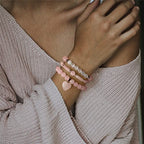 Vinswet Healing Crystal Beaded Bracelets for Women,Natural Amethyst Gemstones Bracelet,Anxiety Stress Relief Heart Charm Bracelet Handmade purple Jewelry Gifts for Women - color: Rose Quartz&Moonstone