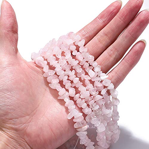 BEADIA Irregular Natural Rose Quartz Crystal Stone Loose Semi Gemstone Beads for Jewelry Making 5-8mm 80cm - color: Rose Quartz, size: 5-8mm 80cm