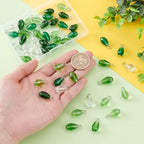 PH PandaHall 50pcs Faceted Teardrop Charms 5 Colors Transparent Glass Crystal Pendants 0.8" Green Series Glass Charms Dangle Pendants for Necklace Earring Bracelet Jewelry Craft Making