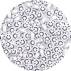 100Pcs Letter Beads - 4x7mm White Round Acrylic Alphabet & Smiley Face Beads for Jewelry Making DIY Bracelets, Necklaces & Key Chains - color: Smiley Face 100Pcs