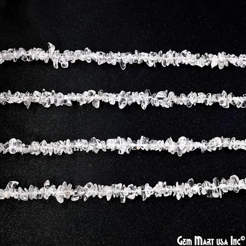GM GemMartUSA Crystal Natural Raw Chip Beads Strands | Semi-Precious | AAA+ Quality 1 Strand 34” | DIY Bracelet Jewelry Making, Healing Crystal Craft| 4-6mm - White-Color Gemstones (CHCY-70001) - color: Crystal (CHCY-70001)
