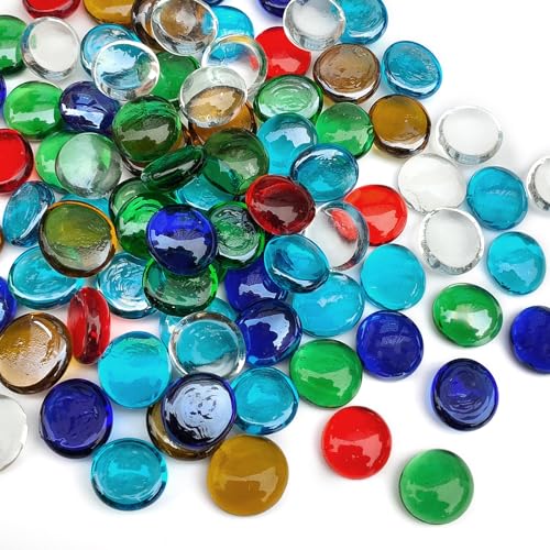 FANTIAN 10 Pounds Fire Pit Glass, Mixed Color Gems, Decorative Flat Glass Rocks for Vase Fillers Fish Tank Mosaic Crafts Wedding and Aquarium Gravel - color: Multicolor, size: 10 Pounds