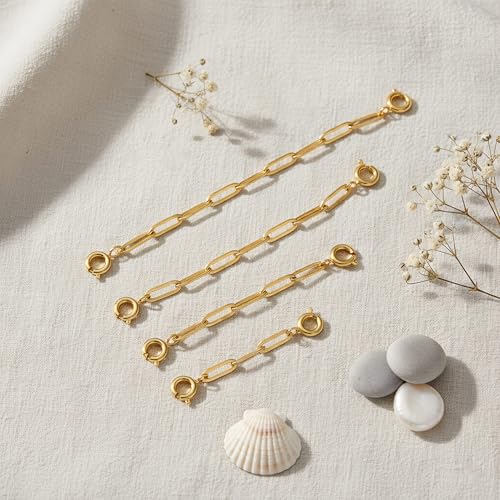 4 Pcs Gold Necklace Extender for Women Extender Chain for Bracelet Anklet Waist Jewelry - color: gold A