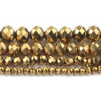 415pcs Rondelle Crystal Glass Beads 2mm 4mm 6mm 8mm Mixed Sizes, Faceted Briolette Spacer Czech Seed Loose Beads for DIY Jewelry Making (Golden) - color: Golden