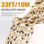33 Feet Gold Enamel Chains Bulk, 2mm 18K Gold PVD Plated 304 Stainless Steel White Black Enamel Beaded Cable Link Chain Roll Spool for Jewelry Making - color: Gold White Black Beads