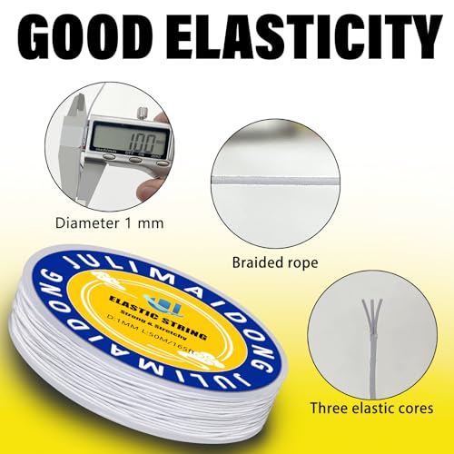 3 Rolls 1.0 mm 495 Feet Rainbow/White/Black Elastic Bracelet Stretchy String Cord, Stretch Bead Cord for Bracelets Jewelry Making, Necklaces, Beading and Crafts - size: 495ft