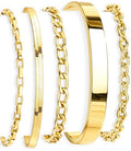 Gold Bracelets Set for Women Stack, Chunky Thick Bracelets Stack for Women Trendy, Simple Dainty Thin Gold Plated Cuff Stackable Bracelets With Beaded Cuban Paperclip Snake Rope Bangle Hand Chain Jewelry - style: Style 08-gold