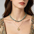 Plumiss Boho Handmade Natural Jasper Stone Beaded Crystal Mixed Strand Short Necklace for Women Girl - color: African Turquoise