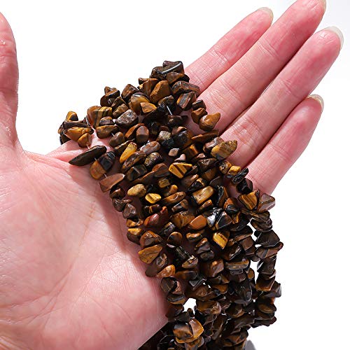 BEADIA Irregular Natural Tiger Eye Stone Loose Semi Gemstone Beads for Jewelry Making 5-8mm 80cm - color: Tiger Eye, size: 5-8mm 80cm