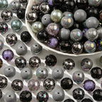 20mm Acrylic Beads 120pcs Black&Grey Chunk Bubblegum Bead 20mm Multicolor Beadable Pen Ball Beads for Pen Bag Jewelry Making Necklace Bracelets (Grey) - color: grey