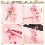 Ecoofor 249Pcs Keychain Making Kit for Kids & Adults – Includes 15 Keychain Clips, 16.4 Feet Chains, 100 Charms, Beading Accessories, Jewelry Pliers – DIY Bag Charms & Jewelry Craft Kit Supplies - color: Elegant Pink Set