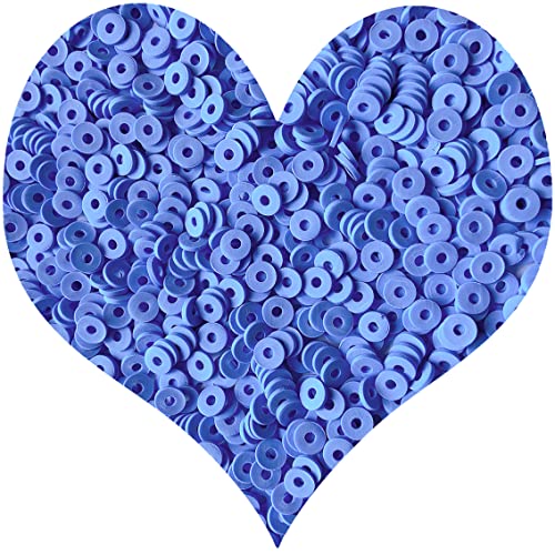 3000Pcs Flat Round Polymer Beads Vinyl Heishi Beads for Jewelry Making Women Necklace Bracelet Earrings (18-Pastel Blue) - color: 18-Pastel Blue