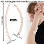 CREATCABIN 80 Pcs Rose Gold Curved Tube Bead Brass Fish Scale 2-Hole Noodle Bead Long Curved Tube Spacer Connector Bulk for Jewelry Making Charms Bracelet Necklaces Accessories 20mm - color: Rose Gold