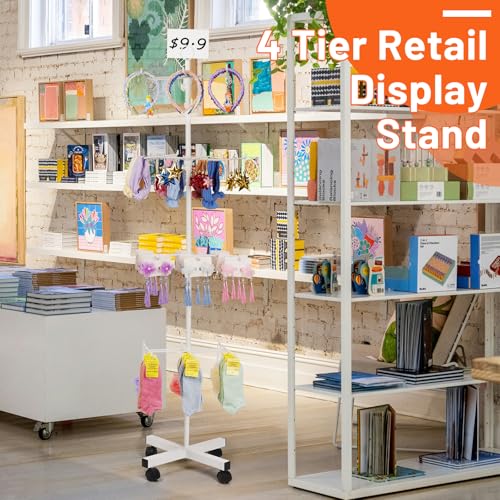 Flenpptly Retail Display Stand Rotating Display Stand 4 Tier Spinning Display Stand for Craft Shows, Jewelry, Keychain, Earring Adjustable Height Retail Display Racks (White) - color: 4-Tier White