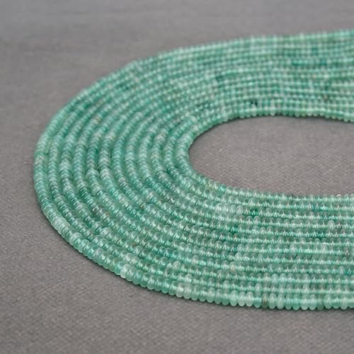 2 Strands (300PCs) Natural Green Aventurine Rondelle Beads, 2 * 4mm Gemstone Loose Spacer Abacus Disk Beads for DIY Bracelet Necklace Earrings Jewelry Making, Craft Supplies Beading Kit - color: Green Aventurine, size: 2*4MM