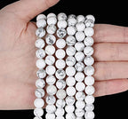 LAIDANLA White Howlite 8mm Natural Stone Beads Round Loose Gemstone Stone Beads for DIY Bracelet Necklace Earrings Jewelry Making Polishing Genuine Real Beading 96PCS 2 Strand 32" - color: F-White Howlite, size: 8mm